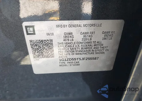 2018 Chevrolet Malibu Lt from USA, damaged, VIN 1G1ZD5ST5JF255587